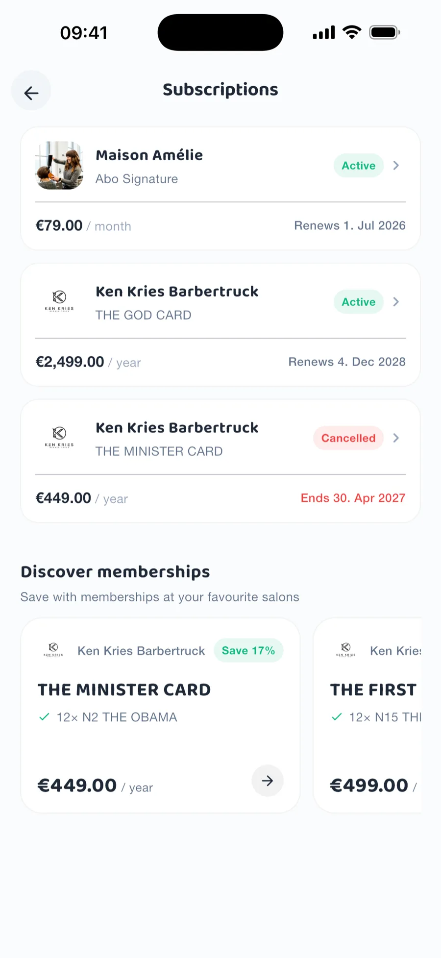 Memberships at a glance